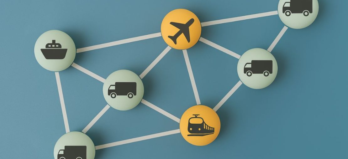 Desenhos de todos os meios de transportes interligados pro uma linha branca