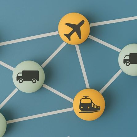 Desenhos de todos os meios de transportes interligados pro uma linha branca