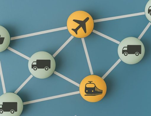Desenhos de todos os meios de transportes interligados pro uma linha branca