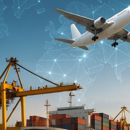 Avião no céu com mapas de países em linhas claras