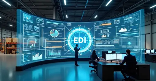 Painel tecnológico escrito "EDI"