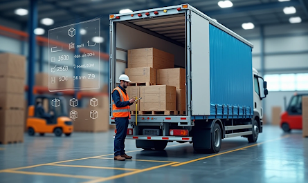 homem confererindo caixa dentro de um caminhão.
